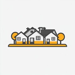 A stylized illustration of houses with trees, emphasizing community and home.