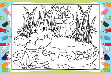 coloring animal cartoon for kids