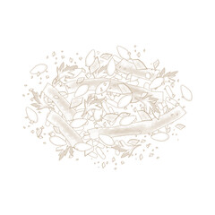 Obraz premium Vector Illustration Logo line art Japanese furikake flakes