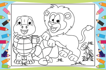 coloring animal cartoon for kids