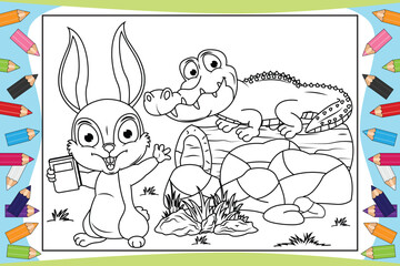 coloring animal cartoon for kids