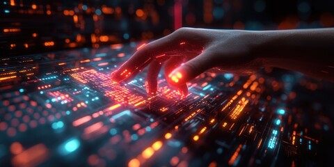 Futuristic Digital Financial Interface with Glowing Graphs and Business Success Analysis