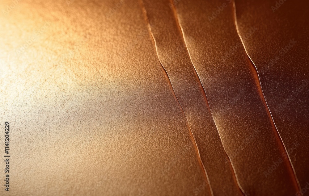 Poster copper metallic texture with smooth reflective surface and layered folds in a modern minimalist styl
