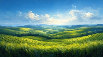 Vibrant Tea Plantation Landscape Illustration with Happy Characters and Fresh Tea Leaves