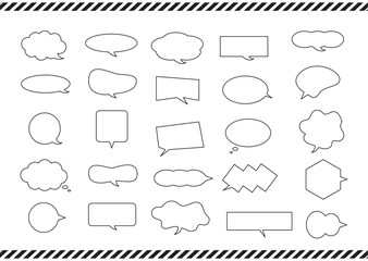 シンプルなモノクロの吹き出しセット
