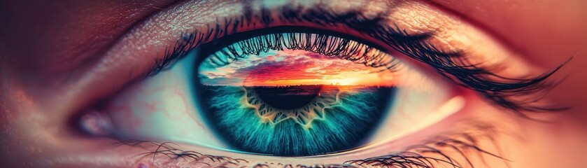 Eye Reflecting Sunset Sky Vision Dream Fantasy