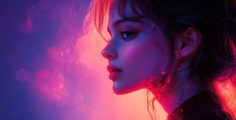 Purple Pink Gradient Background Abstract Glow Digital Art Dreamy Texture Wave Banner Design