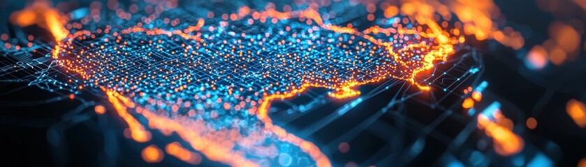 Fototapeta premium Digital China Map Cybersecurity Tech Network