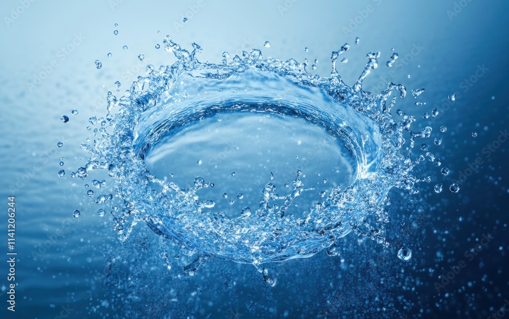 Poster water splash motion liquid background fluid dynamics blue gradient hyper realistic 3d rendering