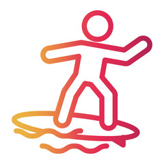 surfing Line Gradient Icon