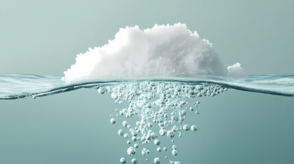 Create an image of a salt molecule (nacl) dissociating in water, highlighting the ionic bonds between sodium and chloride ions. Ionic. Illustration