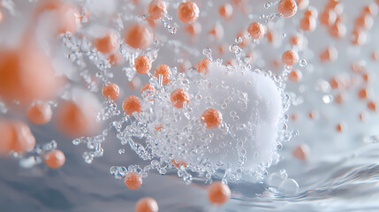 Create an image of a salt molecule (nacl) dissociating in water, highlighting the ionic bonds between sodium and chloride ions. Ionic. Illustration