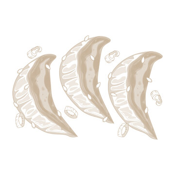 recommend clip art: Vector Illustration Logo line art Gyoza Dumplings or Jiaozi Chinese Dumpling