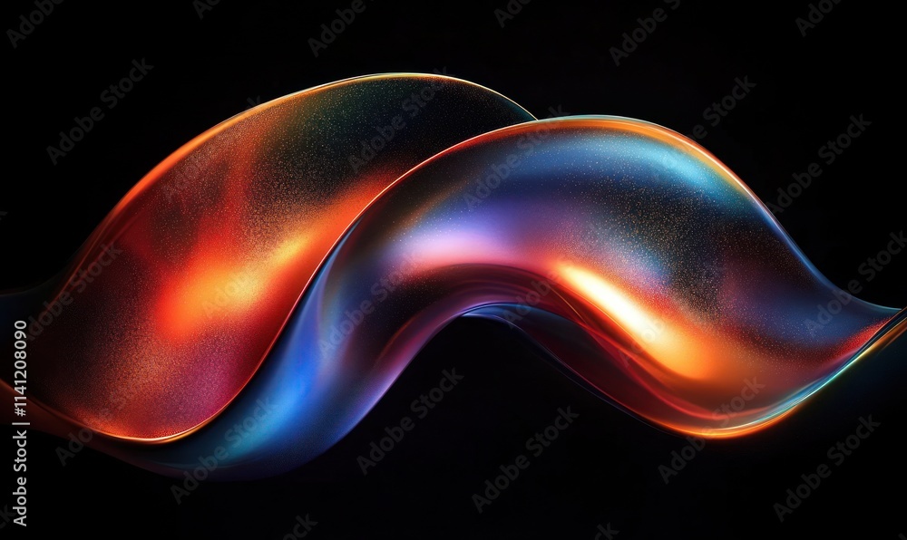 Poster iridescent abstract shape with dark background and ambient lighting