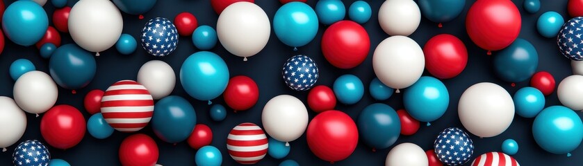 Naklejka premium Patriotic Balloons Background USA Colors Celebration
