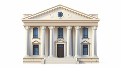 Obraz premium Bank building clipart, finance element, realistic illustration, architectural details, isolated on white background. Ionic. Illustration