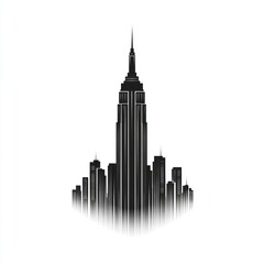 Fototapeta premium A stylized silhouette of a skyscraper against a white background.