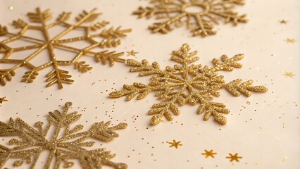 Gold Dust Snowflakes on Soft Beige
