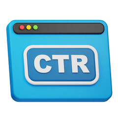 ctr website 3d icon isolated on the transparent background