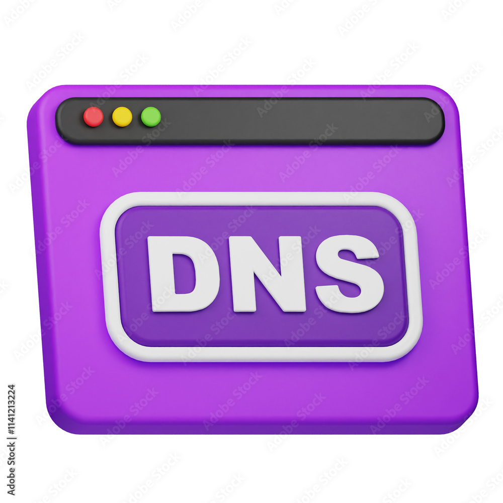 Poster dns website 3d icon isolated on the transparent background