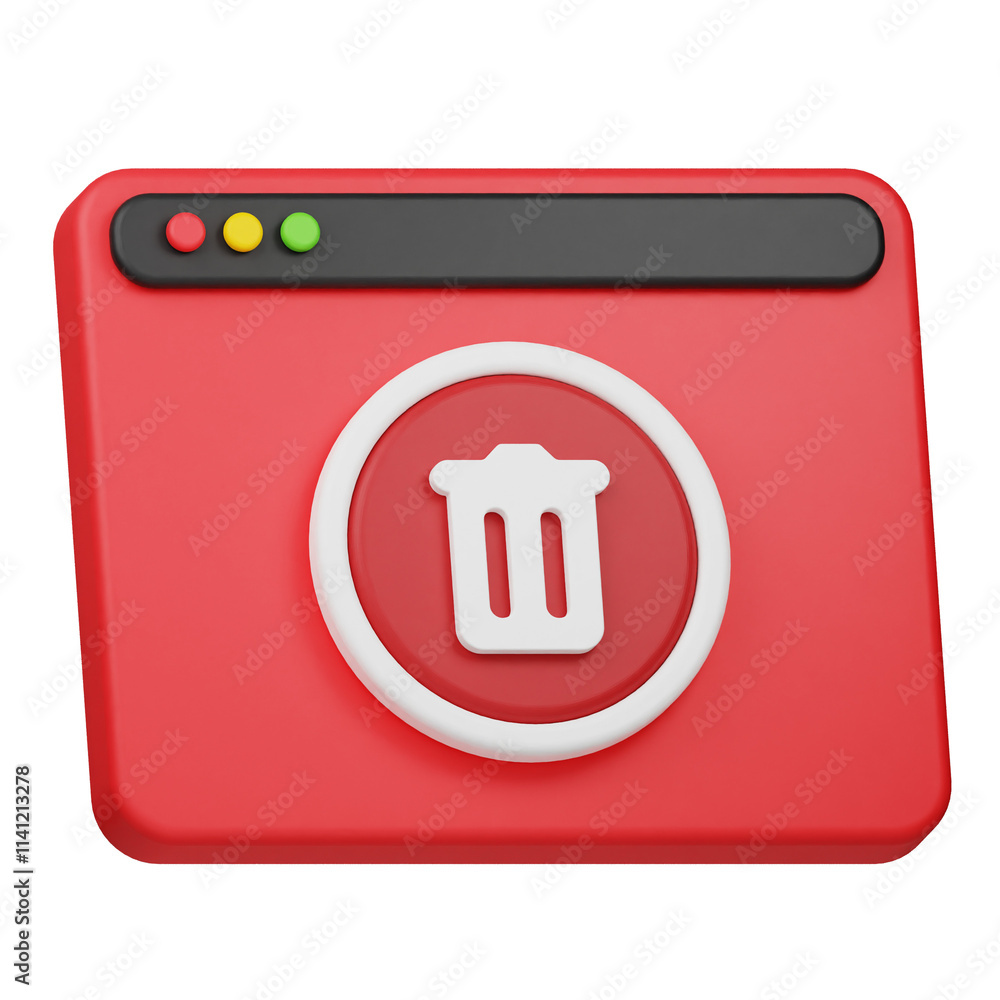 Poster delete website 3d icon isolated on the transparent background