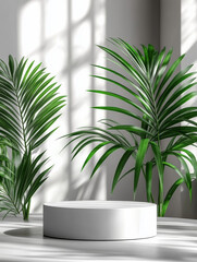 Fototapeta premium Indoor green plant background e-commerce product exhibition booth