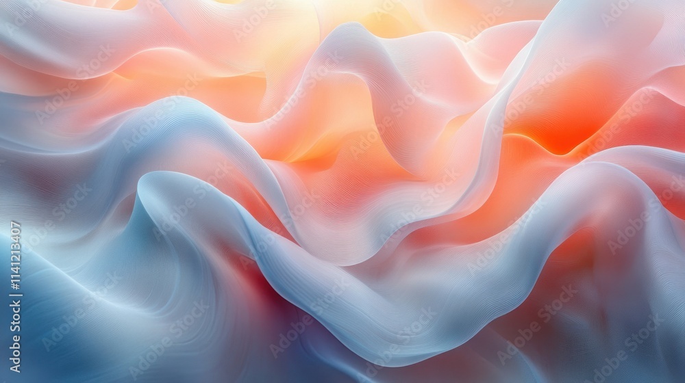 Poster Abstract Modern Minimalist Background Design Elegant 3D Render Translucent Shapes Soft Pastel Colors