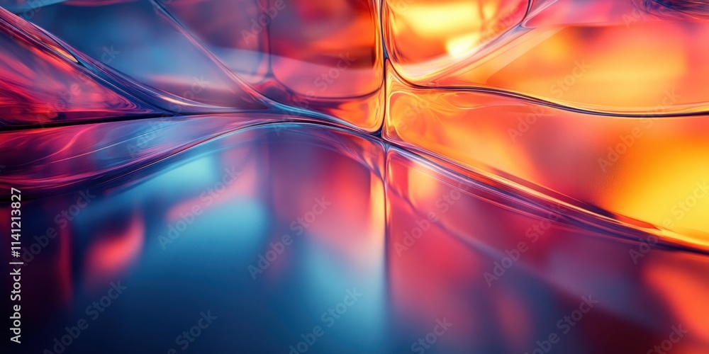 Aufkleber futuristic iridescent geometric shapes on dark background 3d render