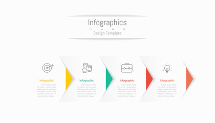 Infographic 4 options design elements for your business data in paper style. Vector Illustration.