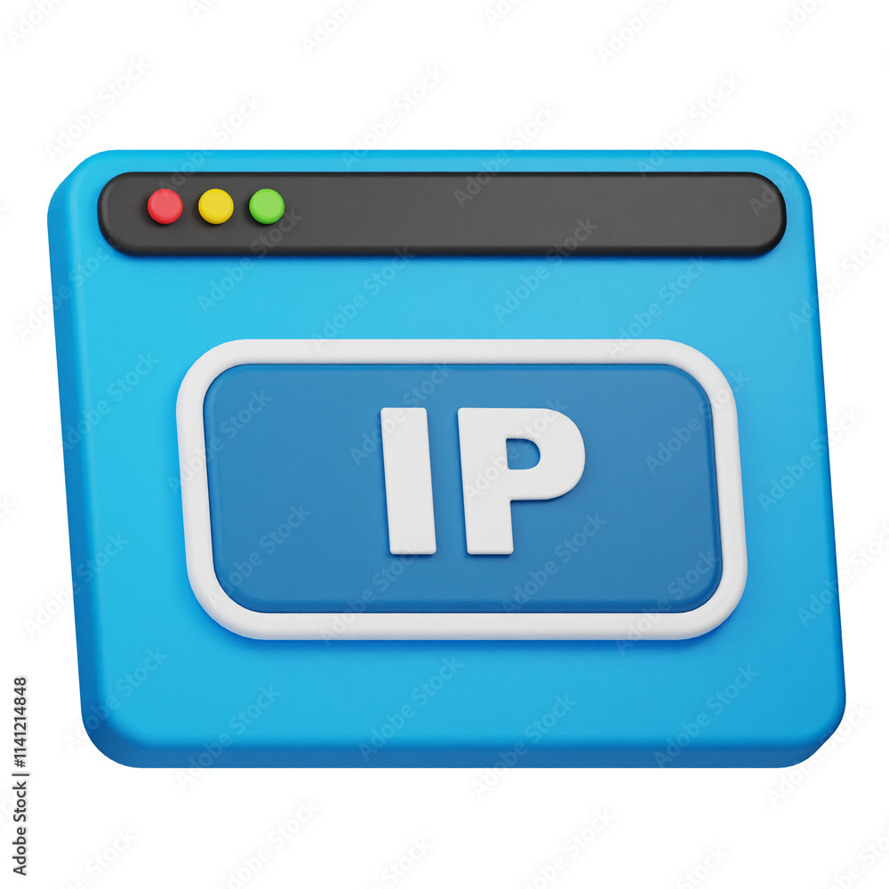 Poster ip website 3d icon isolated on the transparent background