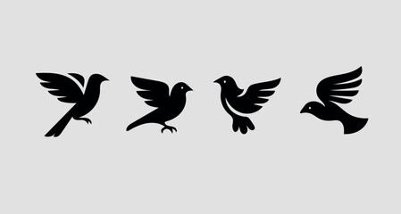 Birds Silhouette Set Vector Art, Icons, and Graphics of flying birds silhouettes bird silhouette vector art Isolated.