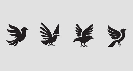Birds Silhouette Set Vector Art, Icons, and Graphics of flying birds silhouettes bird silhouette vector art Isolated.