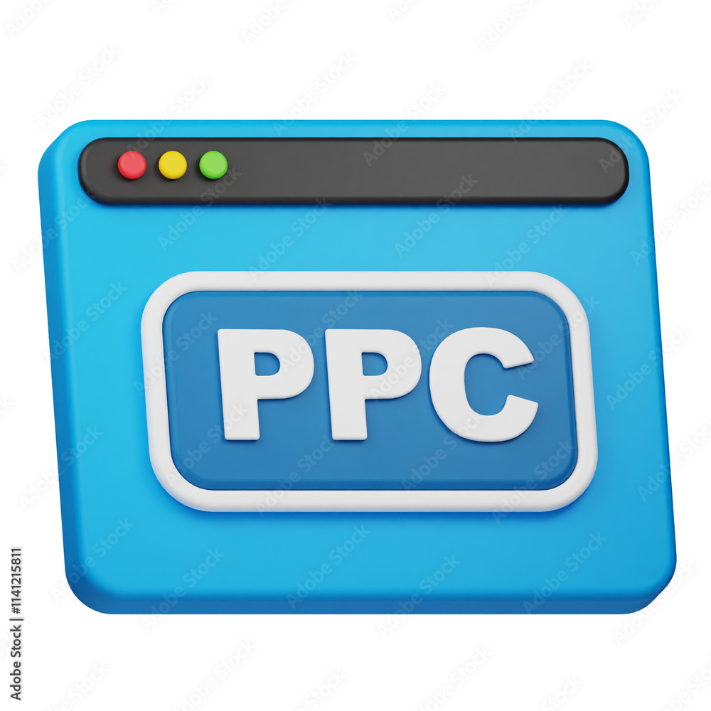 Poster ppc website 3d icon isolated on the transparent background