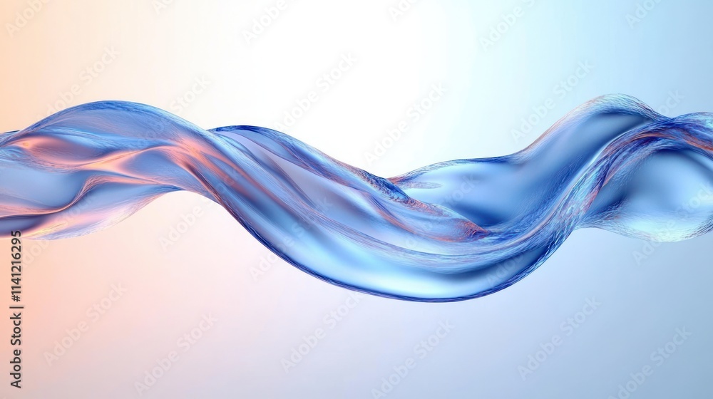Poster fluid iridescent wave abstract design 3d render minimalist
