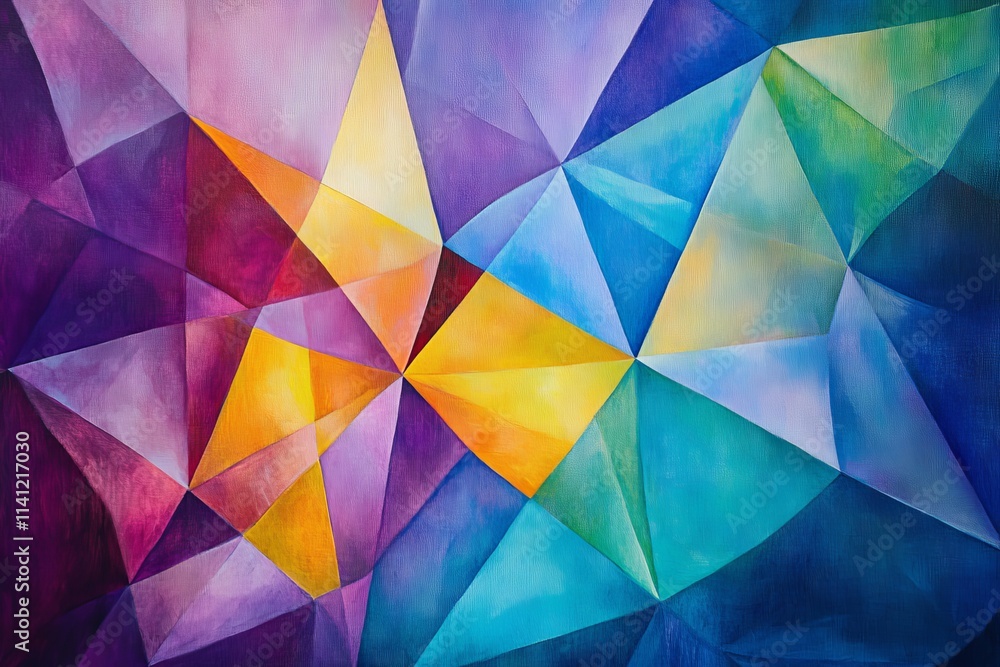 Poster abstract geometric pattern with vibrant colors and sharp angles illustrating dynamic movement and en