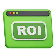 roi website 3d icon isolated on the transparent background