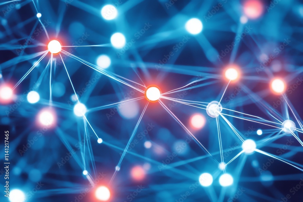 Aufkleber abstract network connection with glowing nodes and lines representing digital communication, technol