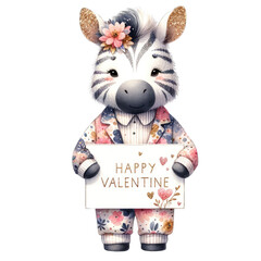 Valentine's day celebration with a charming zebra character whimsical design festive atmosphere playful concept