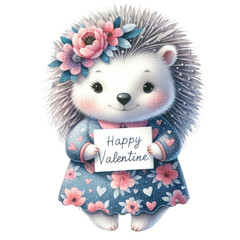 Cute hedgehog celebrating valentine's day whimsical illustration colorful environment charming viewpoint