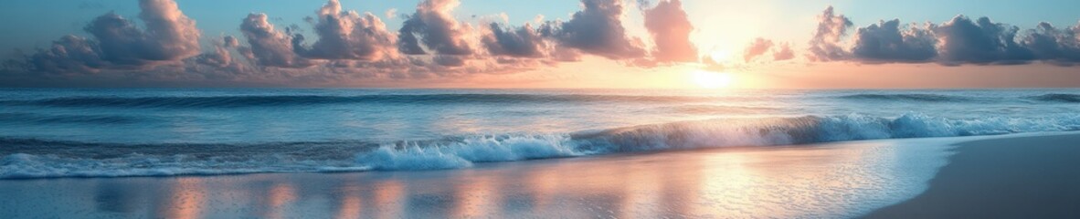 Summer Blue Ocean and Sky Watercolor