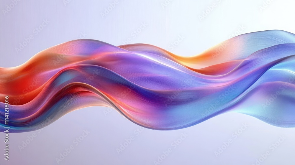 Poster abstract light waves kinetic art iridescent background gradient colors fluid 3d render