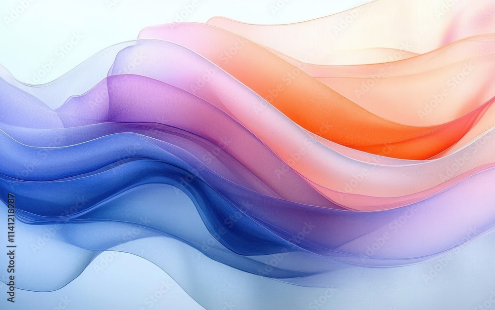 Aufkleber flowing gradient abstract multilayer glass background with soft curves and color gradients