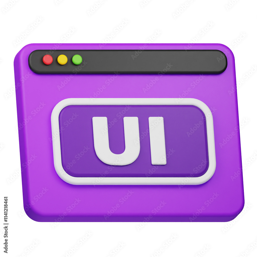 Poster ui design website 3d icon isolated on the transparent background