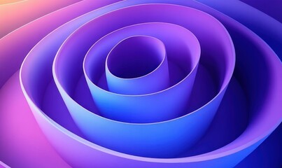 Obraz premium Vibrant Blue and Purple Spiral Design 3D Render with Soft Lighting and Minimalist Composition