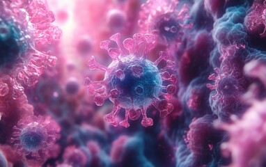 Surreal Virus Representation and Immune System Visuals in 3D Rendering