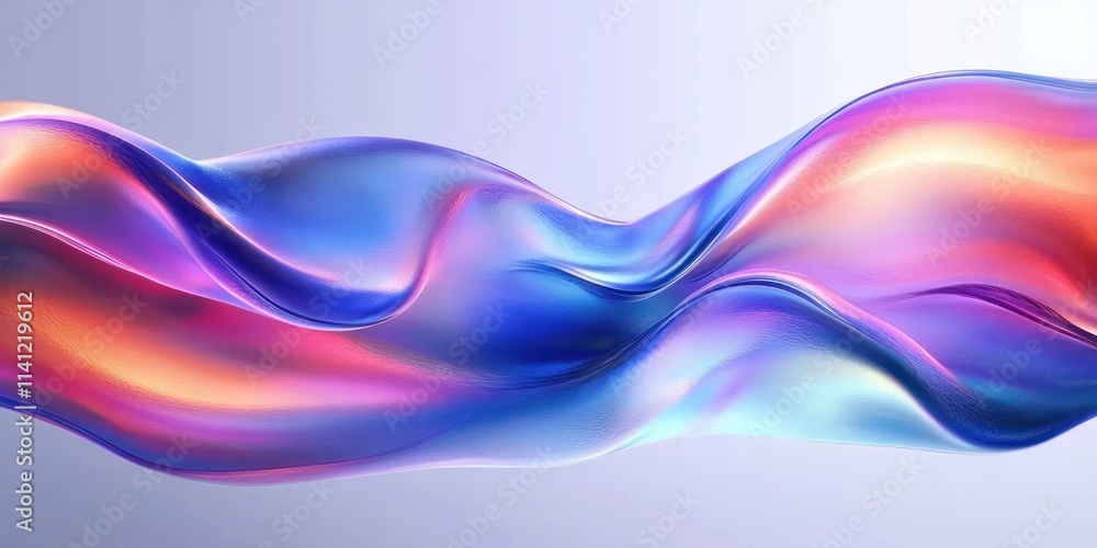 Poster abstract iridescent fluid sculpture wavy design minimalistic background 3d render