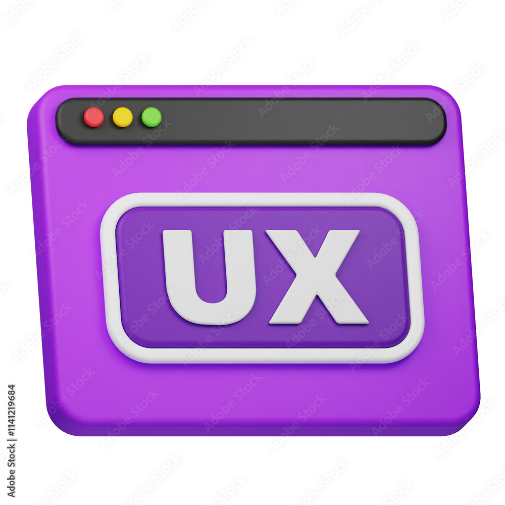 Poster ux design website 3d icon isolated on the transparent background