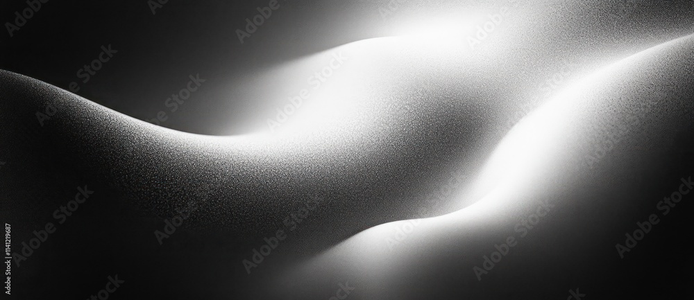 Poster high contrast black and white abstract light composition minimalistic design soft gradient backgroun