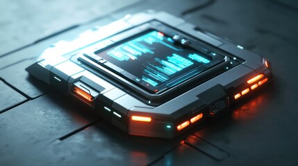 Futuristic Tech Device: Sleek Sci-Fi Gadget with Glowing Interface
