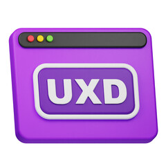 UXD website 3d icon isolated on the transparent background